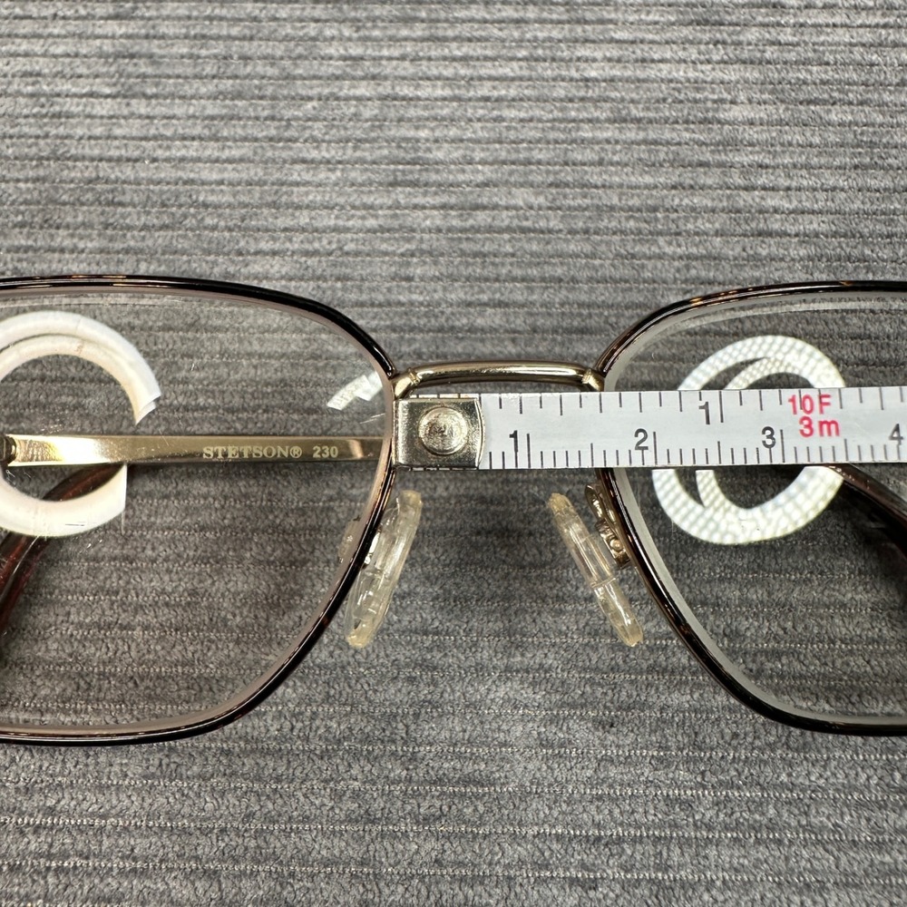 Stetson 230 Zyloware Gold Metal Rectangular Eyeglasses Frames 55-17-145 Y2k - Picture 12 of 15